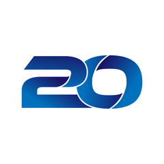 Simple Numbers Logo Vector Blue 20