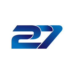 Simple Numbers Logo Vector Blue 27