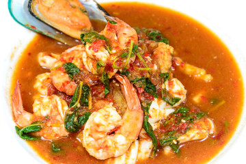 hot and spicy sour seafood soup
