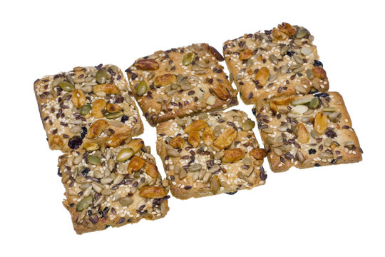 Square cookies crackers with raisin