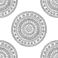 Zenart vector. Boho seamless pattern background. Indian zen tangle, zen doodle. Vintage zentangle and zendoodle.