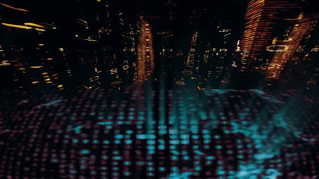 Data Storm 601: Streaming digital data forms flicker and shift (Video Loop).