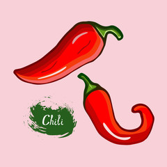 red hot chili peppers, drawn in a vector