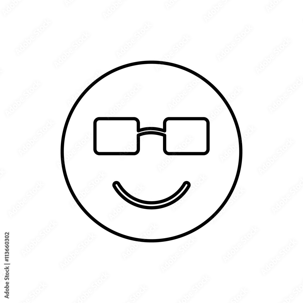 Canvas Prints smiling emoticon in sunglasses icon, outline style - Canvas Prints