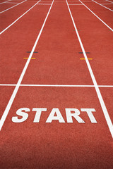 Fototapeta premium Run Track at Stadium with Start Word