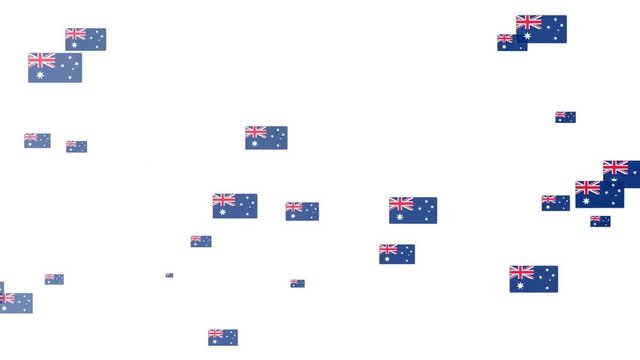 Isolated moving Australia heart flag particles on white background. Flags of  Australia. Australia national flags.