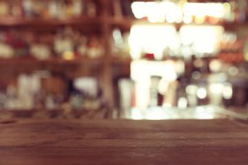 empty table background blur interior of the restaurant