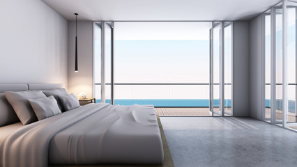 Fototapeta na wymiar Bedroom take sea view - 3D render