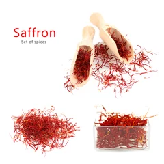 Poster Im Rahmen Saffron spice. Isolated on white background © Africa Studio