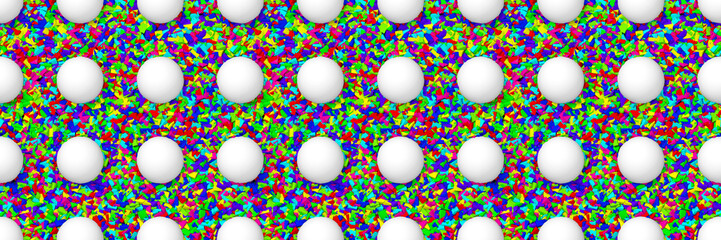 seamless background made of white spheres and colorful cubes