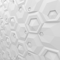 White abstract hexagons backdrop. 3d rendering geometric polygons