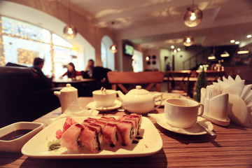 view of the restaurant warm toning
