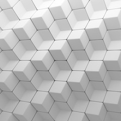 White abstract cubes backdrop. 3d rendering geometric polygons