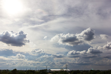 Fototapeta na wymiar Landscape backlit clouds.