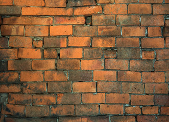 Texture of an old orange brick wall. brick background, grunge br