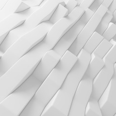 Obraz premium Tło białe paski streszczenie faliste. 3d renderowania wielokątów geometrycznych