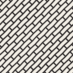 Vector Seamless Black And White Brick Pavement Diagonal Lines Pattern
