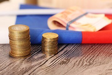 Money and the Russian flag