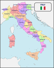 Political Map of Italy with Names