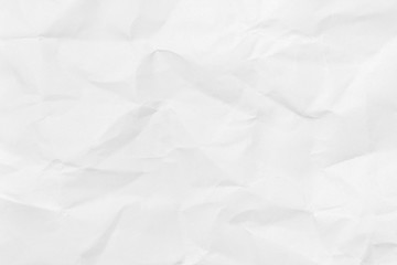 White paper sheet. Closeup crumpled white paper texture. Crumpled white paper background with copy space for text or image.