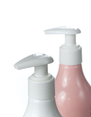 Fototapeta na wymiar Gel, Foam Or Liquid Soap Dispenser Pump Plastic Bottle