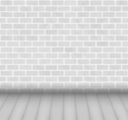 Room with brick wall and wooden floor