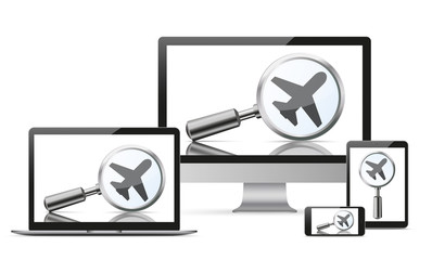 Set Monitor Notebook Tablets Smartphone Loupe Jet