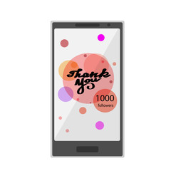 Thank you hand draw with phone. Thank you 1000 followers. Web design for site, network, social networks. Vector illustration.