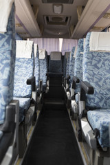 Fototapeta premium blue fabric vehicle seat on bus
