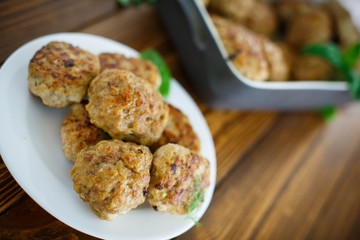 fried cutlet in ceramic form
