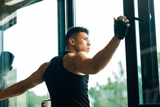 Man training in the gym