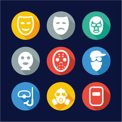 Mask Icons Flat Design Circle