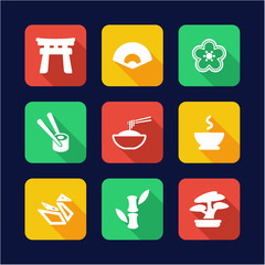 Japanese Culture Icons Flat Design