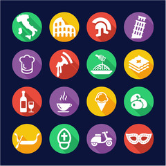Italy Icons Flat Design Circle