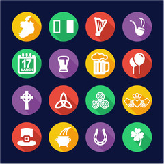 Fototapeta premium Ireland Icons Flat Design Circle