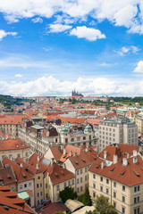 Fototapeta na wymiar View To The City Of Prague From Old Town Hall Tower In Czech Republic