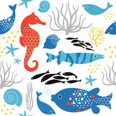 Seamless Pattern Sea Life
