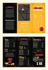 Naklejka premium Vintage Restaurant menu design pamphlet vector template chalkboa
