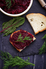 Beetroot caviar and toast