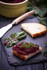 Beetroot caviar and toast