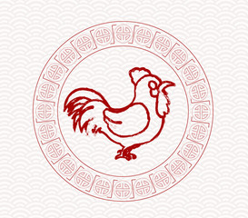 Chinese rooster pattern art