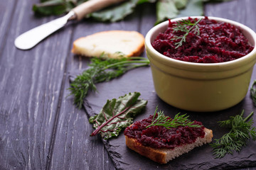 Beetroot caviar and toast