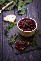 Beetroot caviar and toast