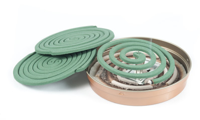 Mosquito coil on white background