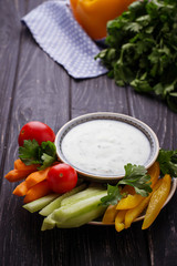  Fresh vegetables stick and yogurt dip