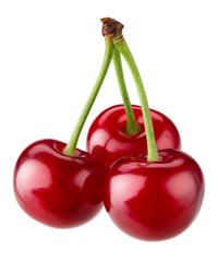 Ripe cherry isolated on white. With clipping path.