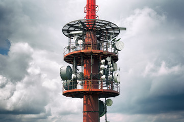 Transmitter and communications tower - equipment for transmitting signal of mass communication....