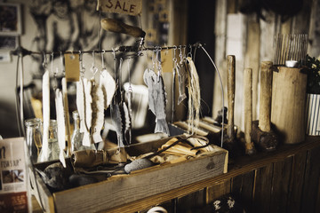 Ameçons dans un restaurant de pêcheurs en Islande