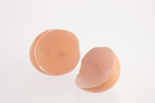 roken egg isolated on white background