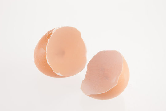 roken egg isolated on white background